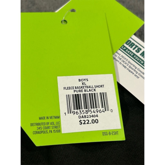 DSG Athletic Shorts Boys Size XL 18 Black Pocketed Elastic Waistband Knit NEW - Picture 5 of 9